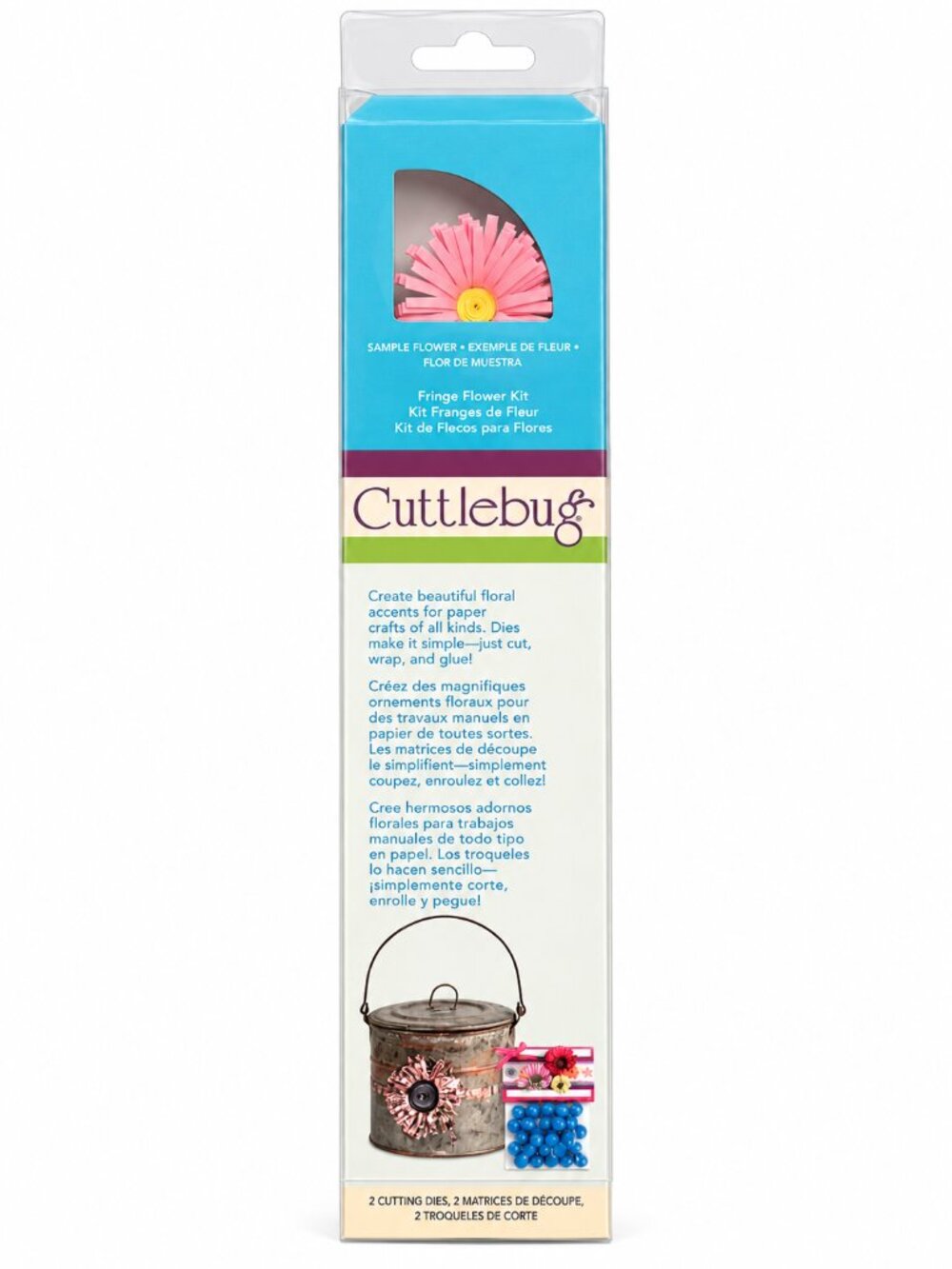 Cuttlebug Fringe Flower Kit Provo Craft 2 Cutting Dies Paper Flower Craft